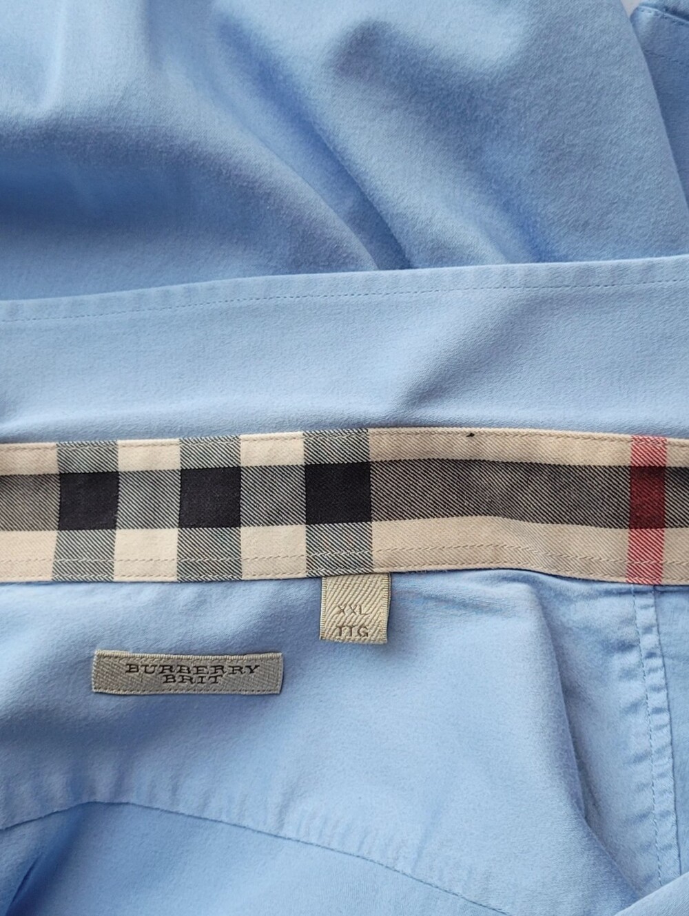 Burberry Burberry Brit Nova Check Button Up Shirt Men’s XXL Fits XL Light Blue - Picture 14 of 14
